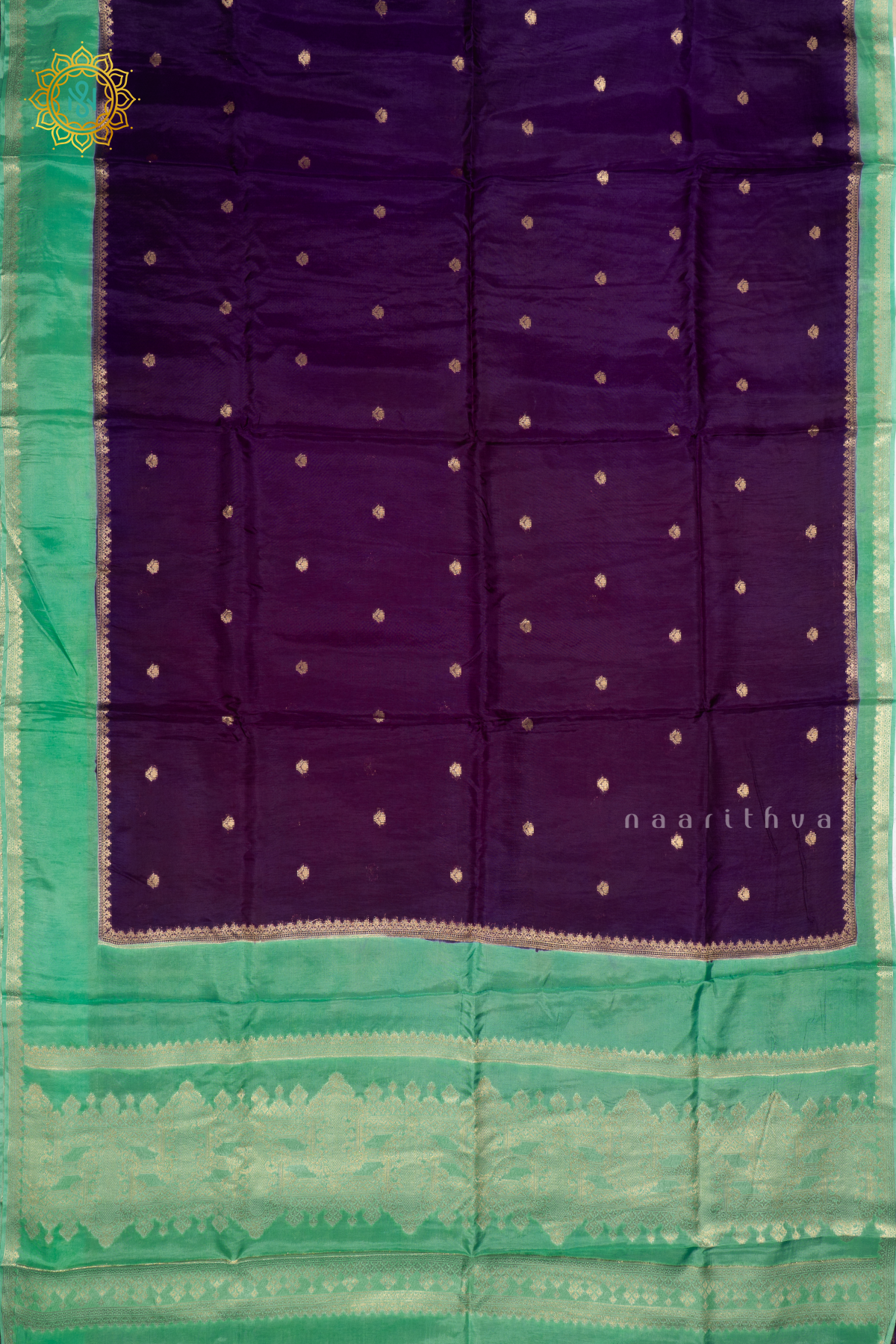 PURPLE WITH AQUA GREEN - DOLA SILK