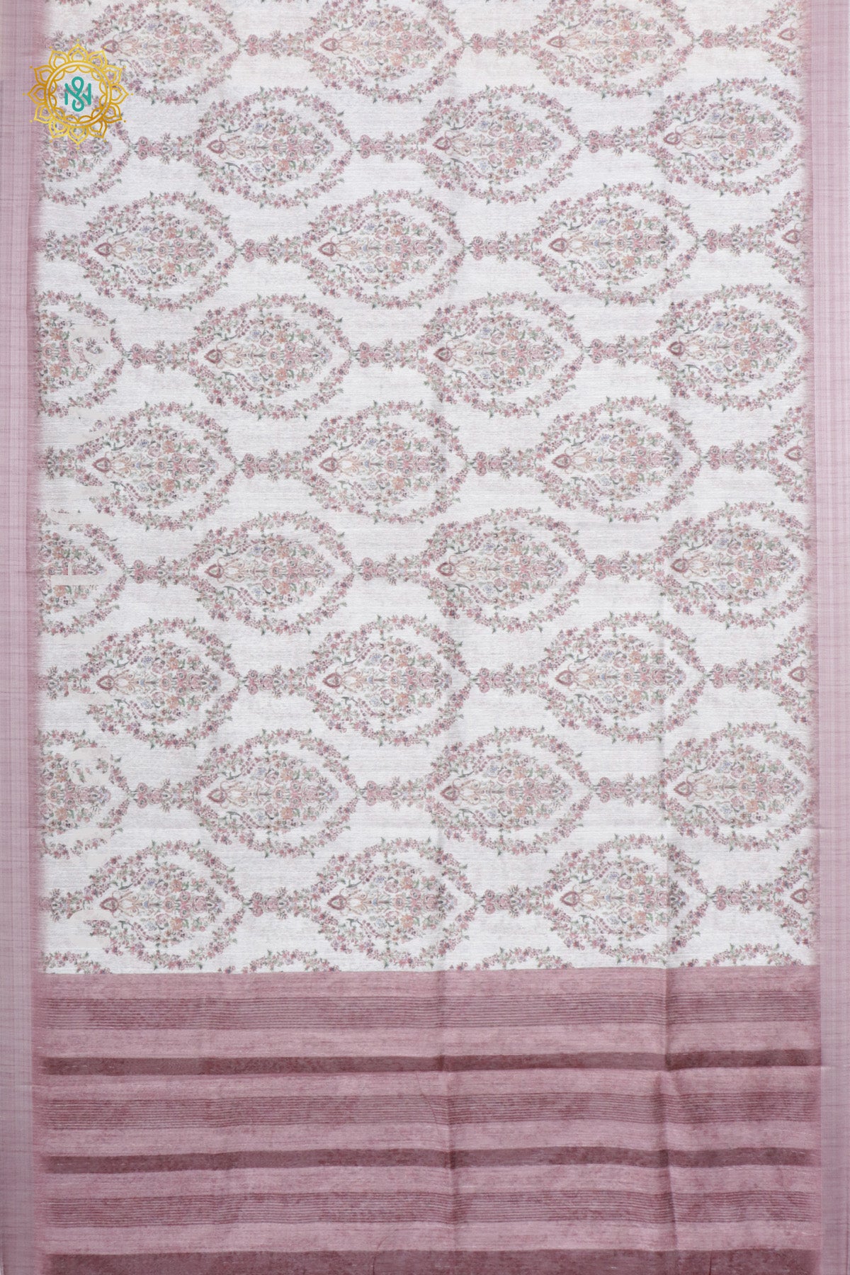 WHITE WITH LIGHT PINK - JUTE COTTON