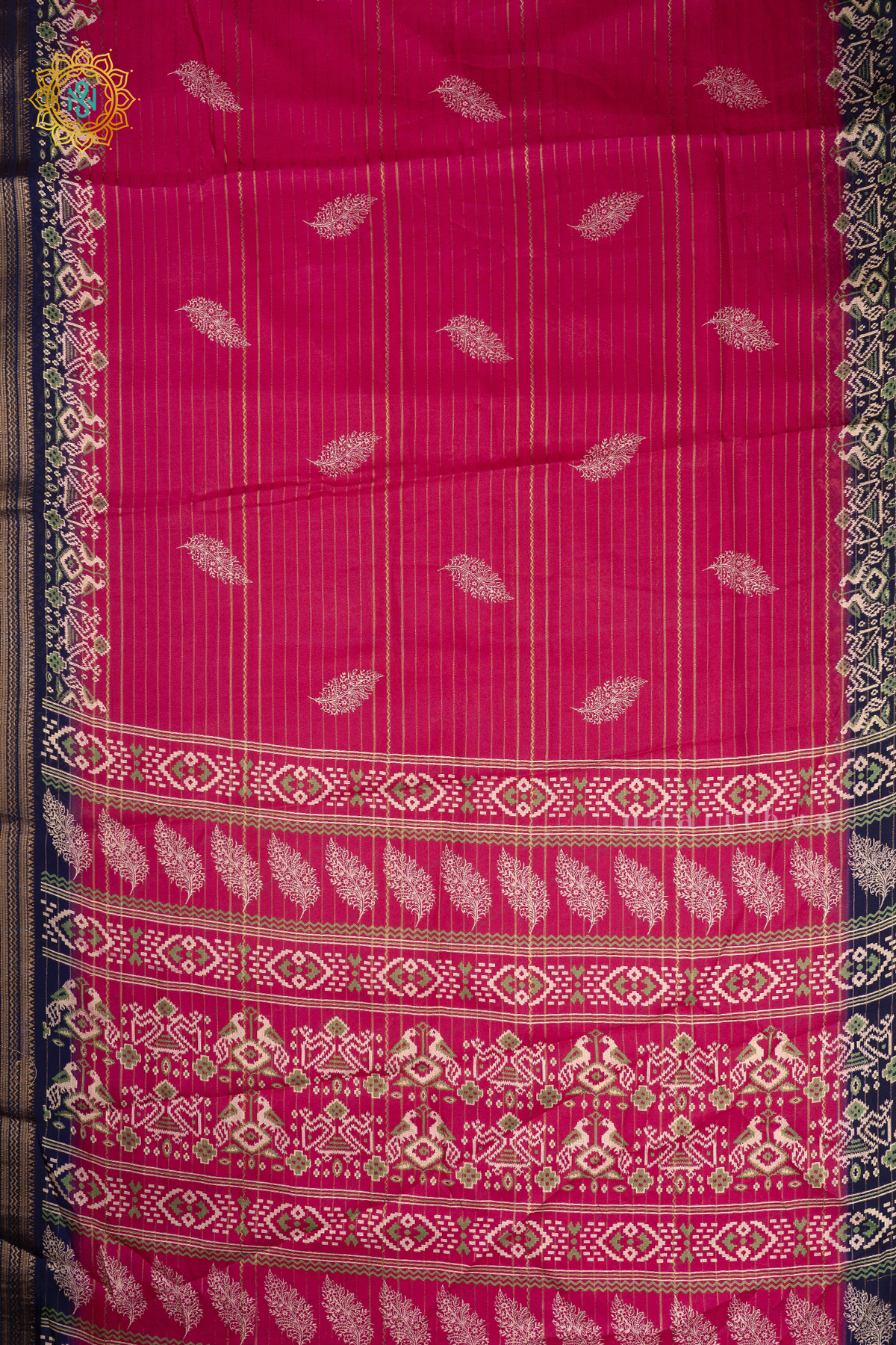 PINK WITH NAVY BLUE - SEMI GEORGETTE