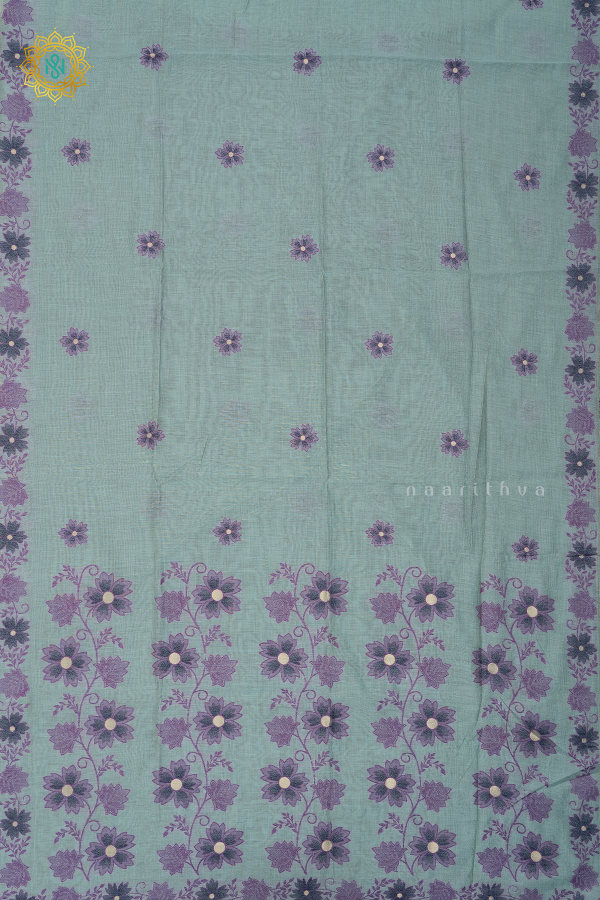 AQUA BLUE WITH PINK - MOONGA COTTON