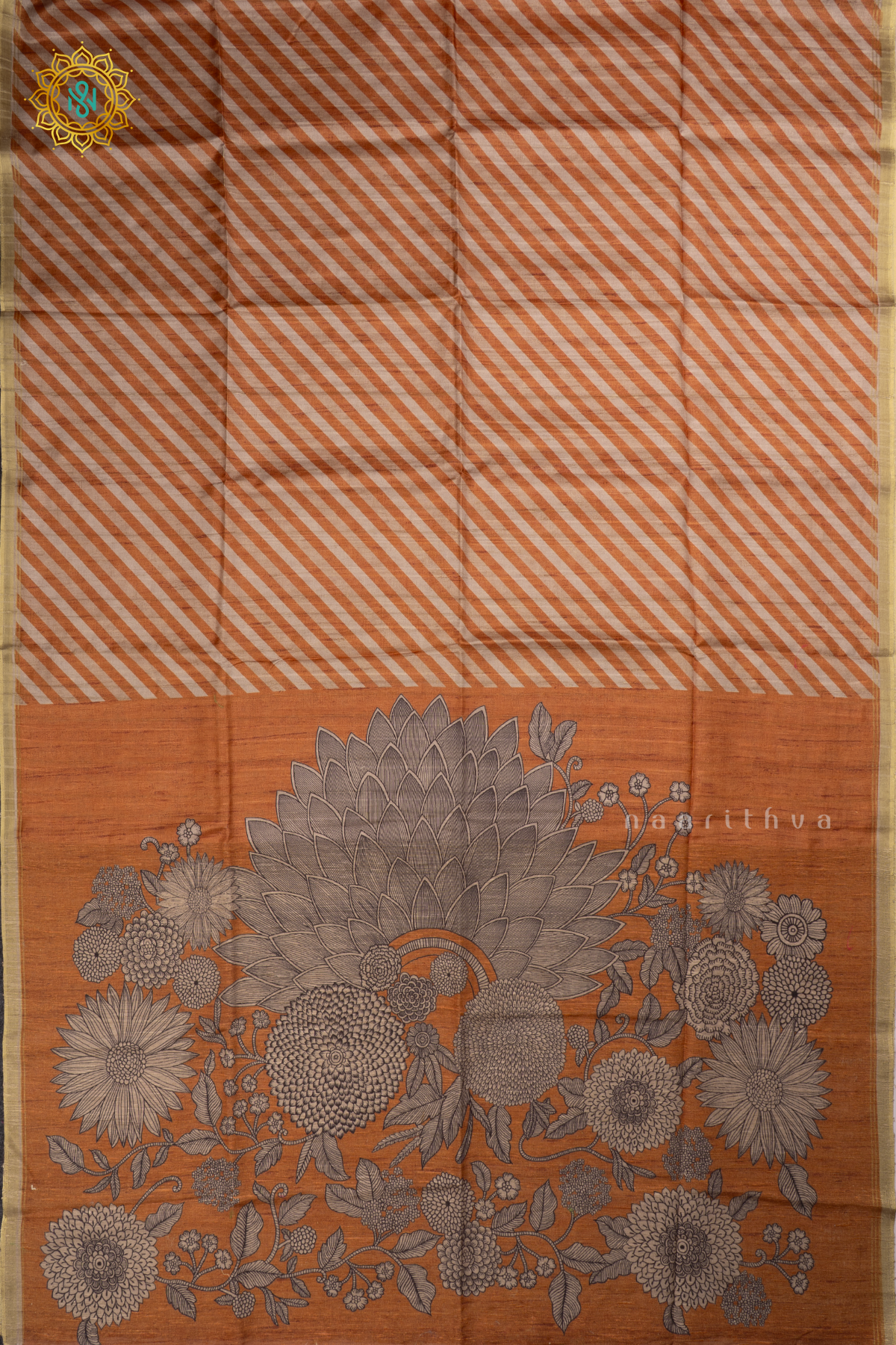 Yellow Semi Tussar Silk Saree allover Printed Body,Pallu and