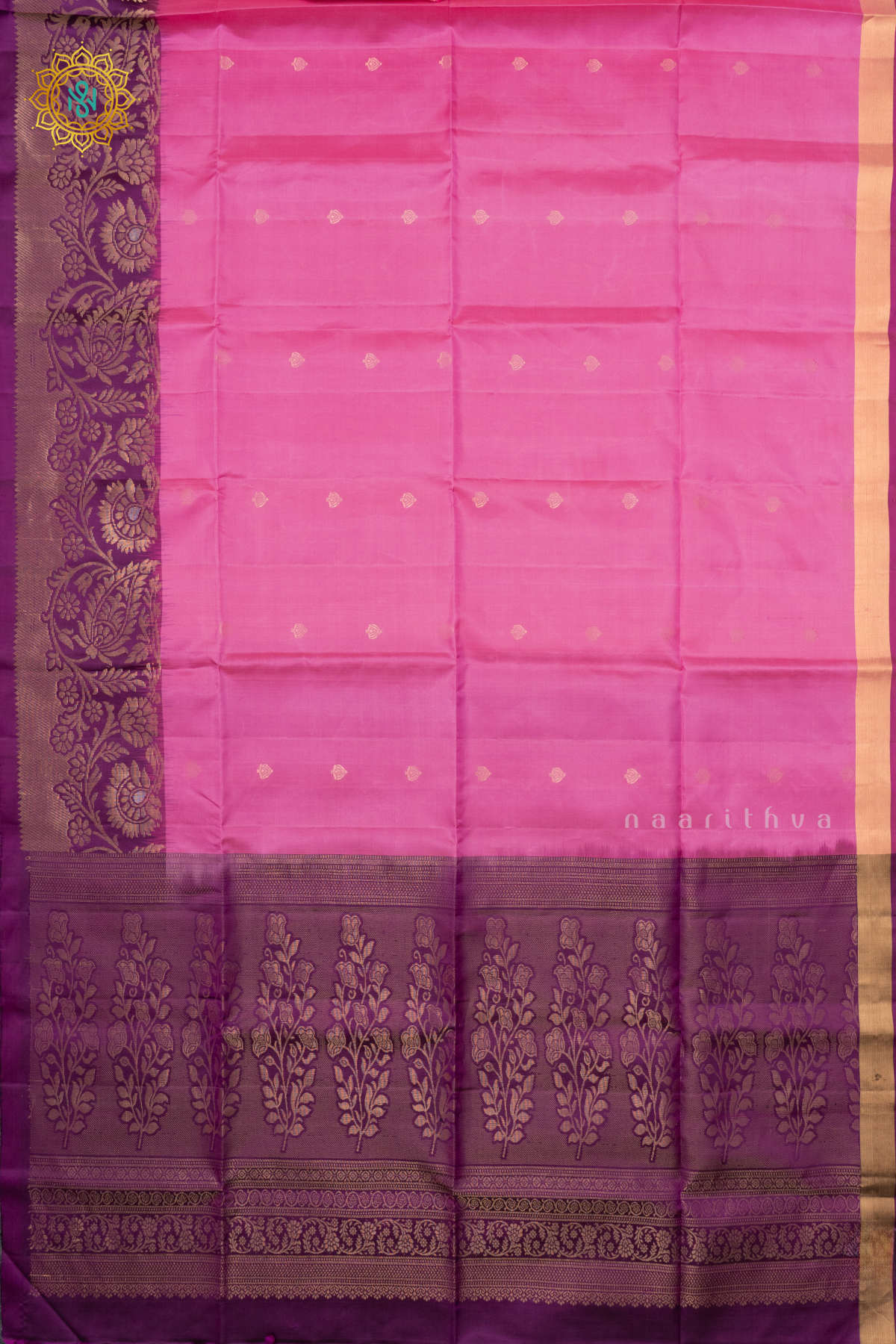 PINK WITH PURPLE - PURE KANJIVARAM SOFT SILK
