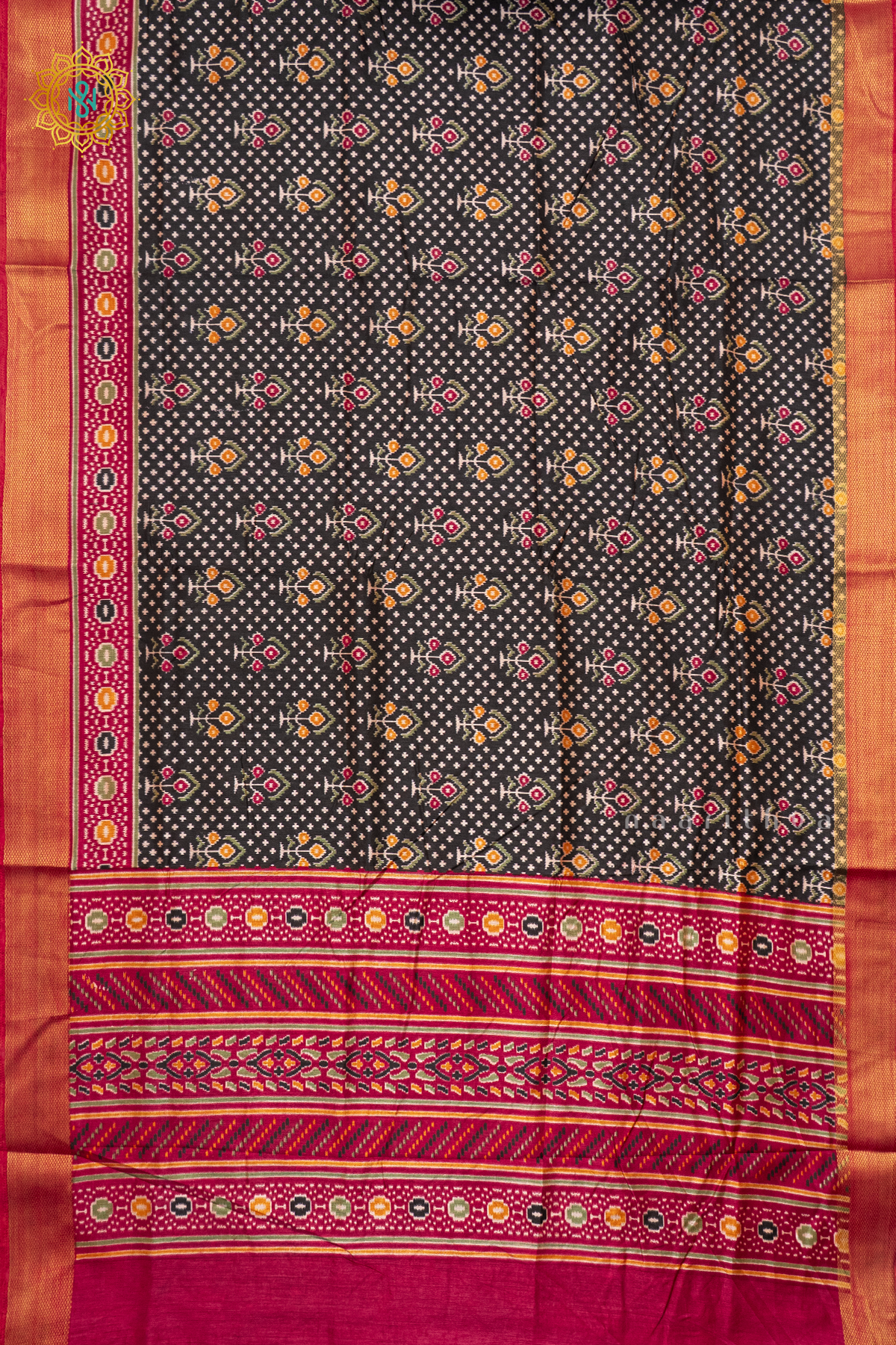 BLACK WITH MAROON - SEMI PATOLA SILK