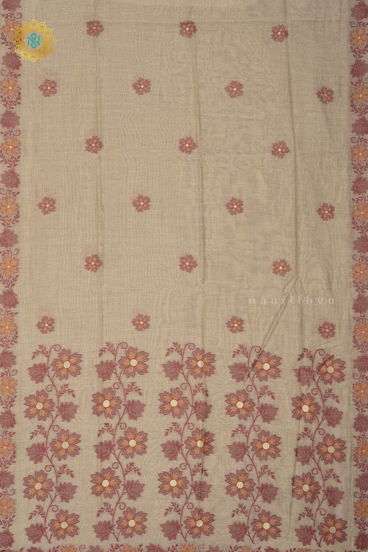 OFF WHITE WITH RED - MOONGA COTTON