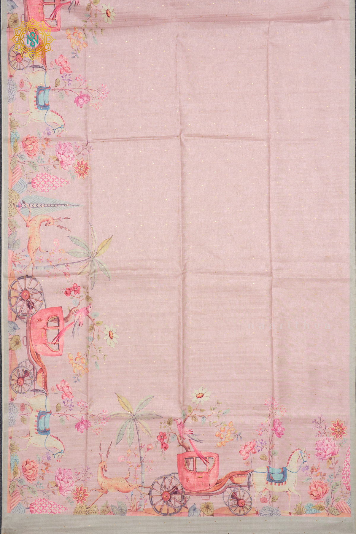 PEACH WITH PISTA GREEN - SEMI TUSSAR