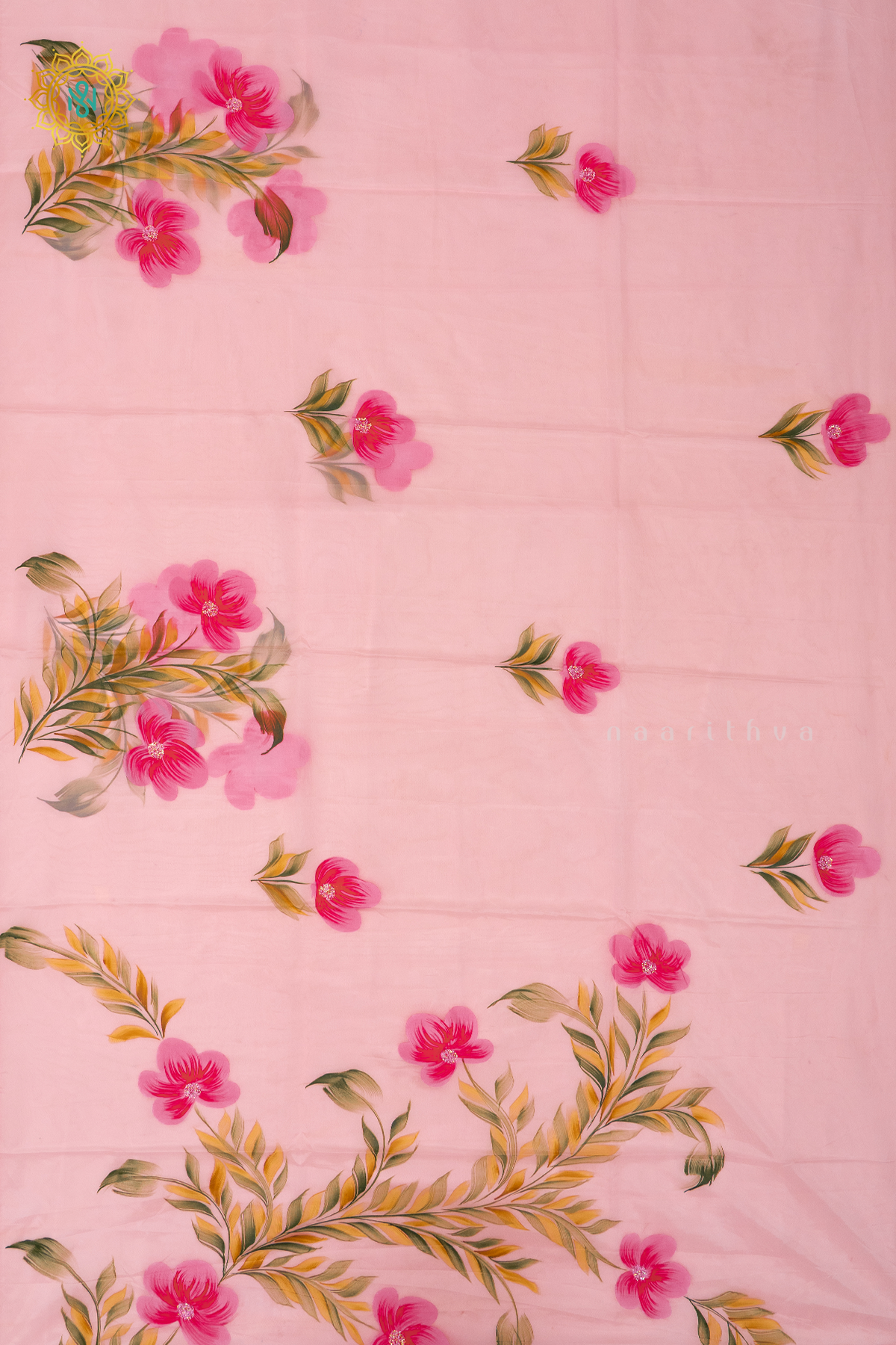 PEACHISH PINK - ORGANZA HAND PAINTED