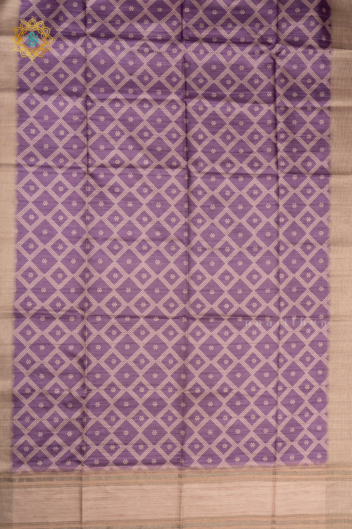 LAVENDER WITH BEIGE - SEMI TUSSAR SILK