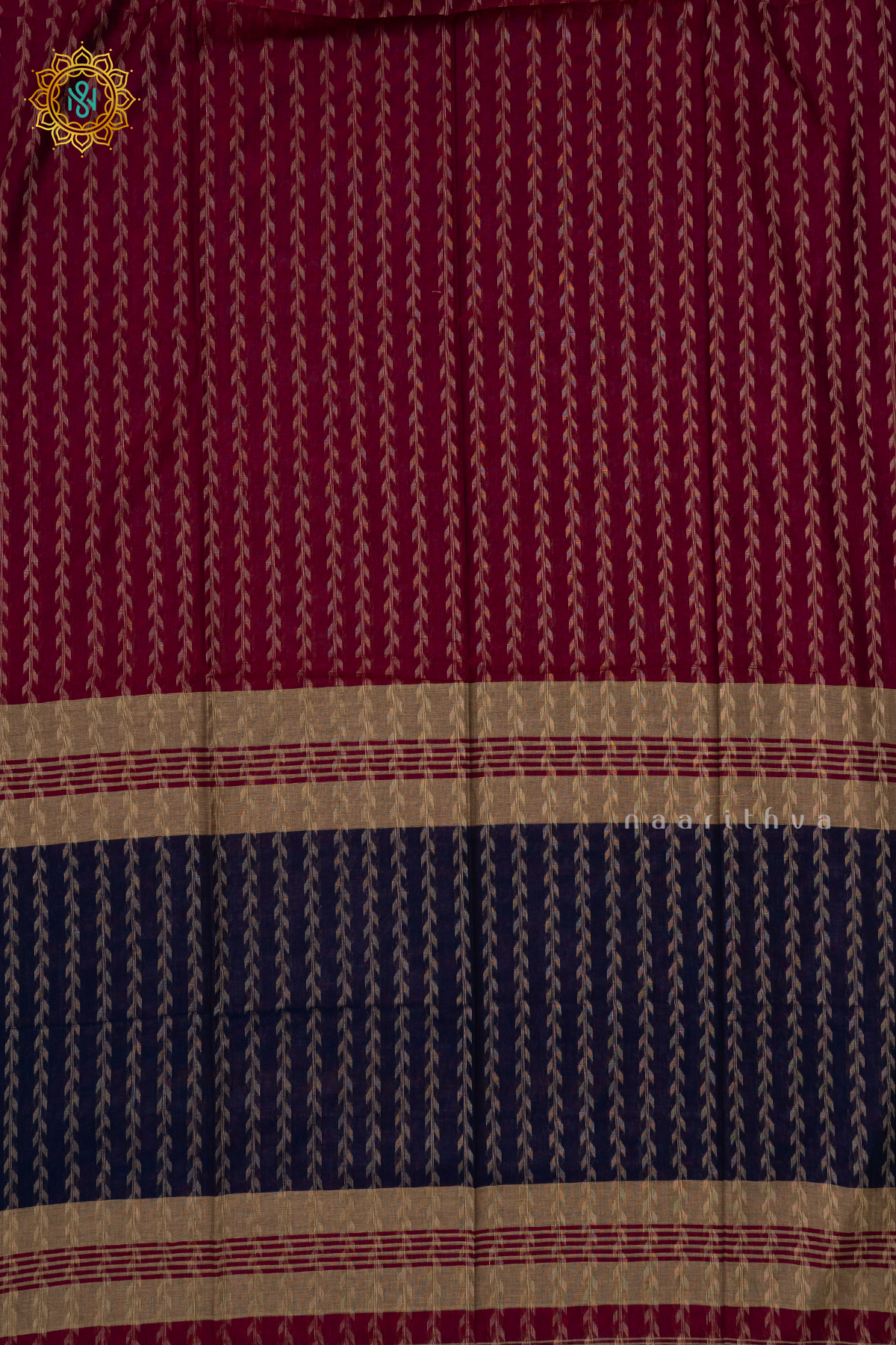 MAGENTA WITH NAVY BLUE - MUL COTTON