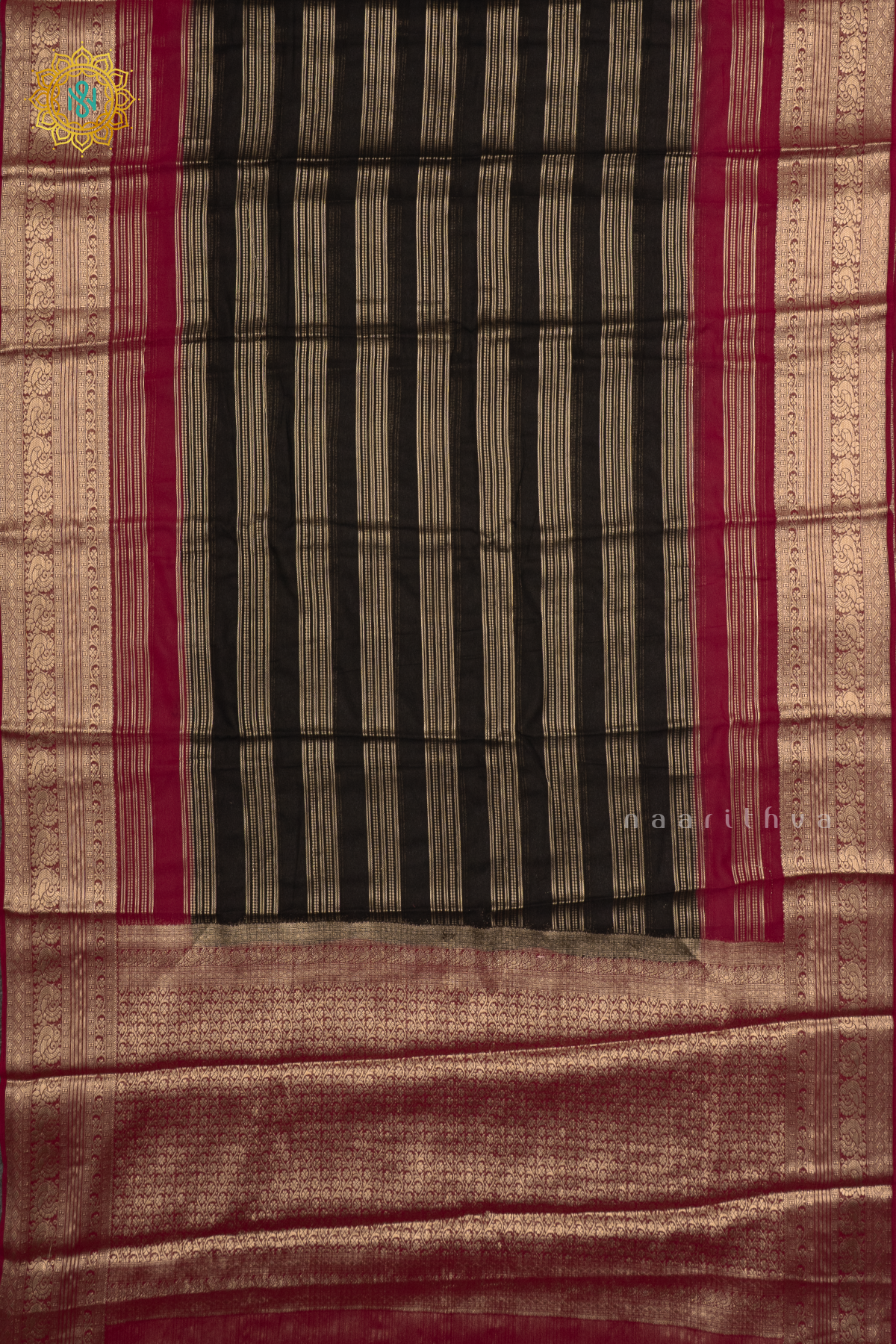 BLACK WITH MAROON - SEMI CREPE GEORGETTE