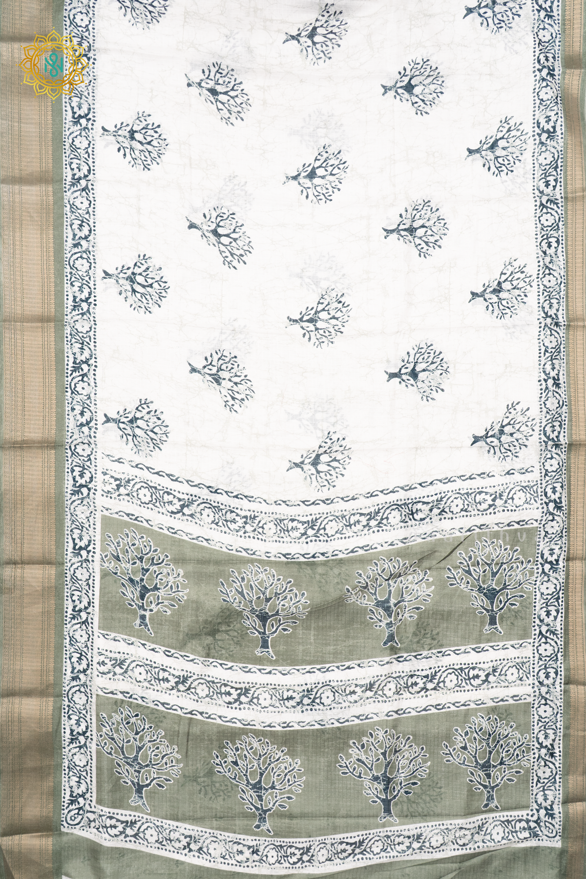 WHITE WITH PISTA GREEN - DOLA SILK