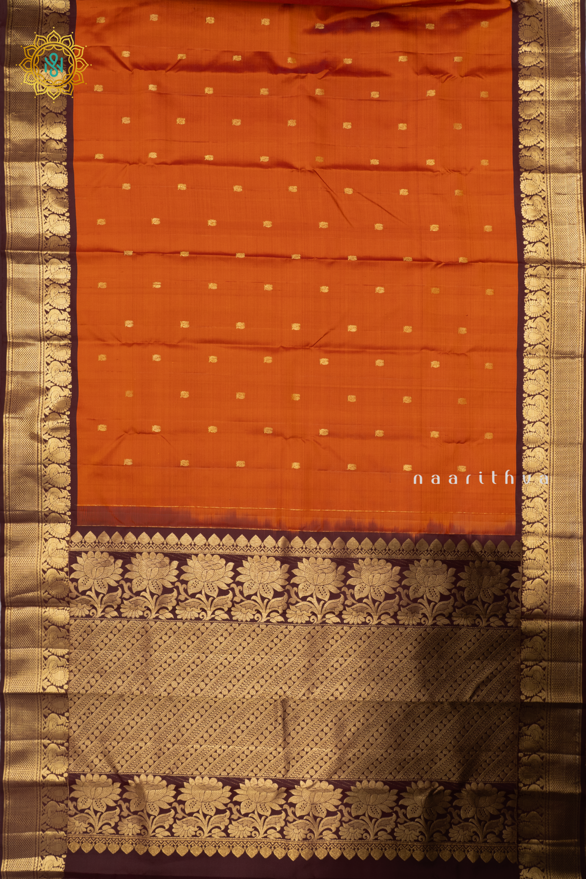 RUST ORANGE WITH BROWN - PURE KANJIVARAM SILK