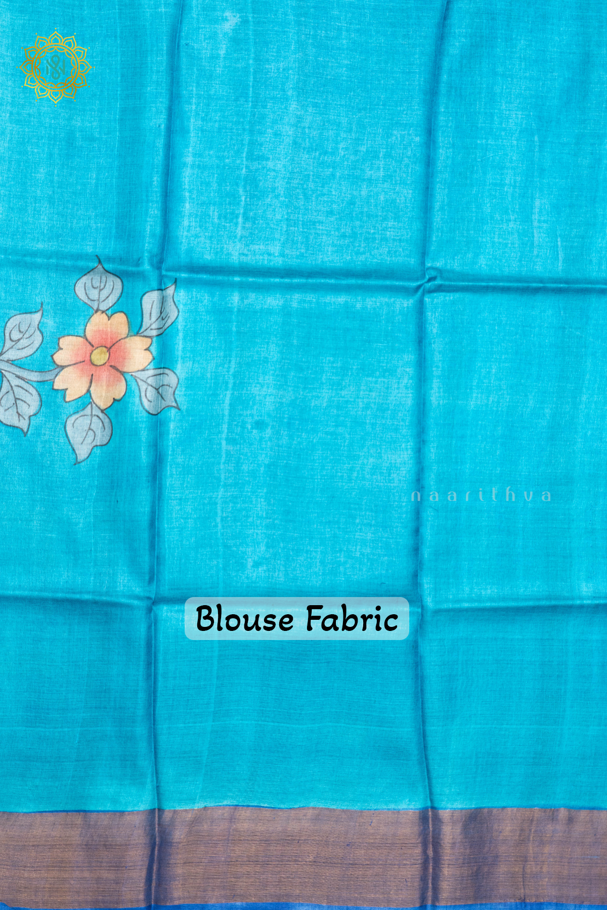 SKY BLUE - PURE TUSSAR SILK WITH HAND PAINTED