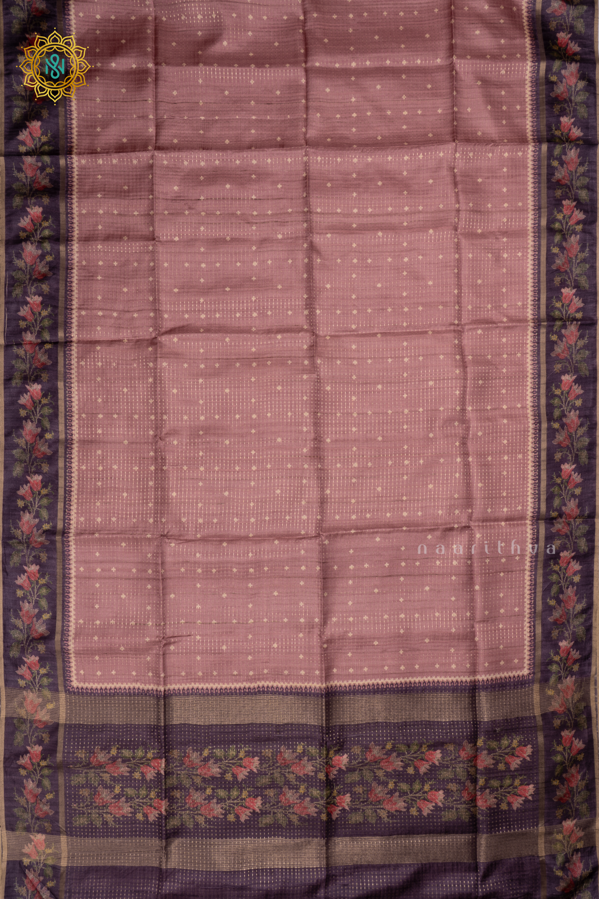 ROUGE PINK WITH DEEP PURPLE - SEMI TUSSAR SILK