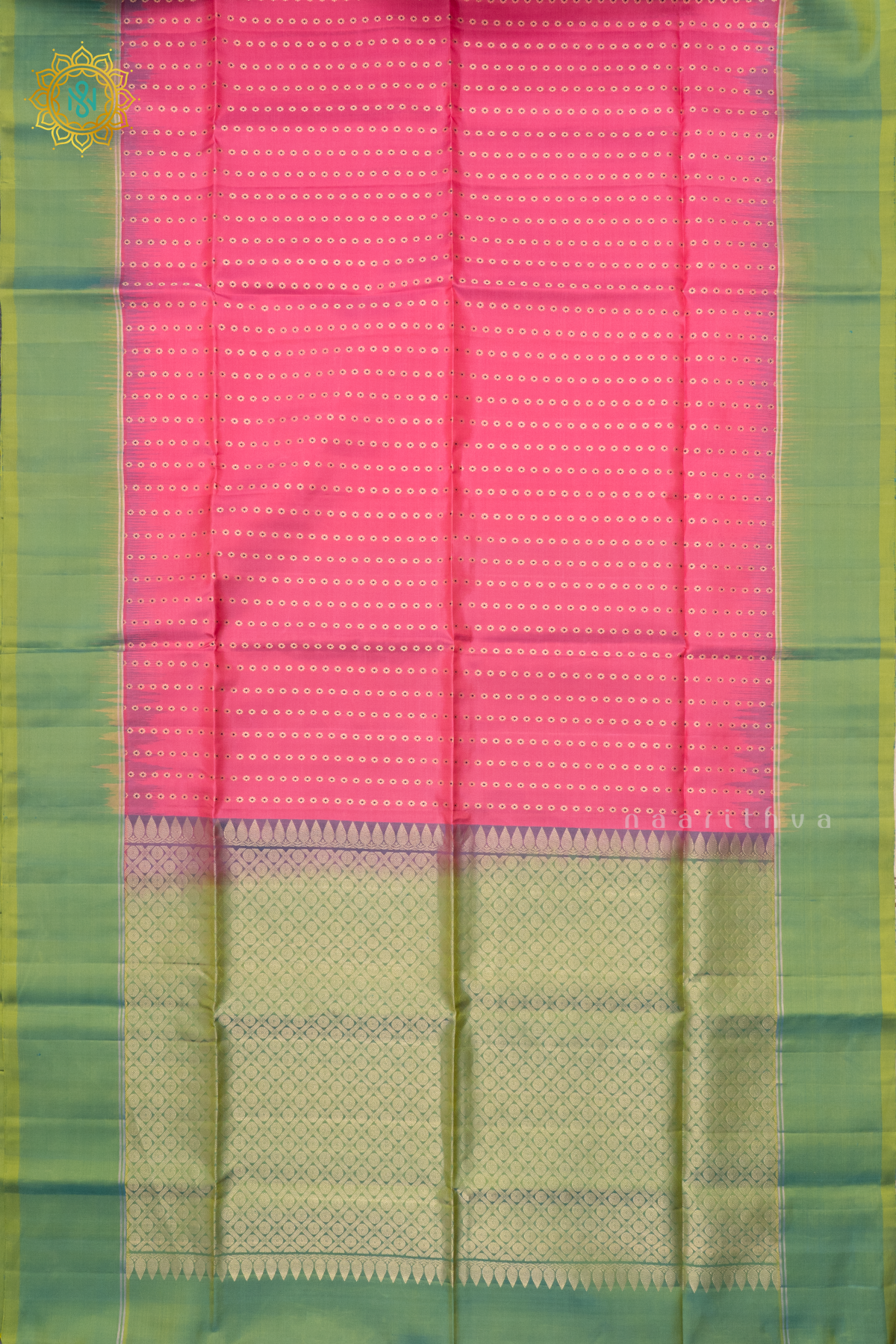 LIGHT PINK WITH GREEN - PURE KANJIVARAM SOFT SILK