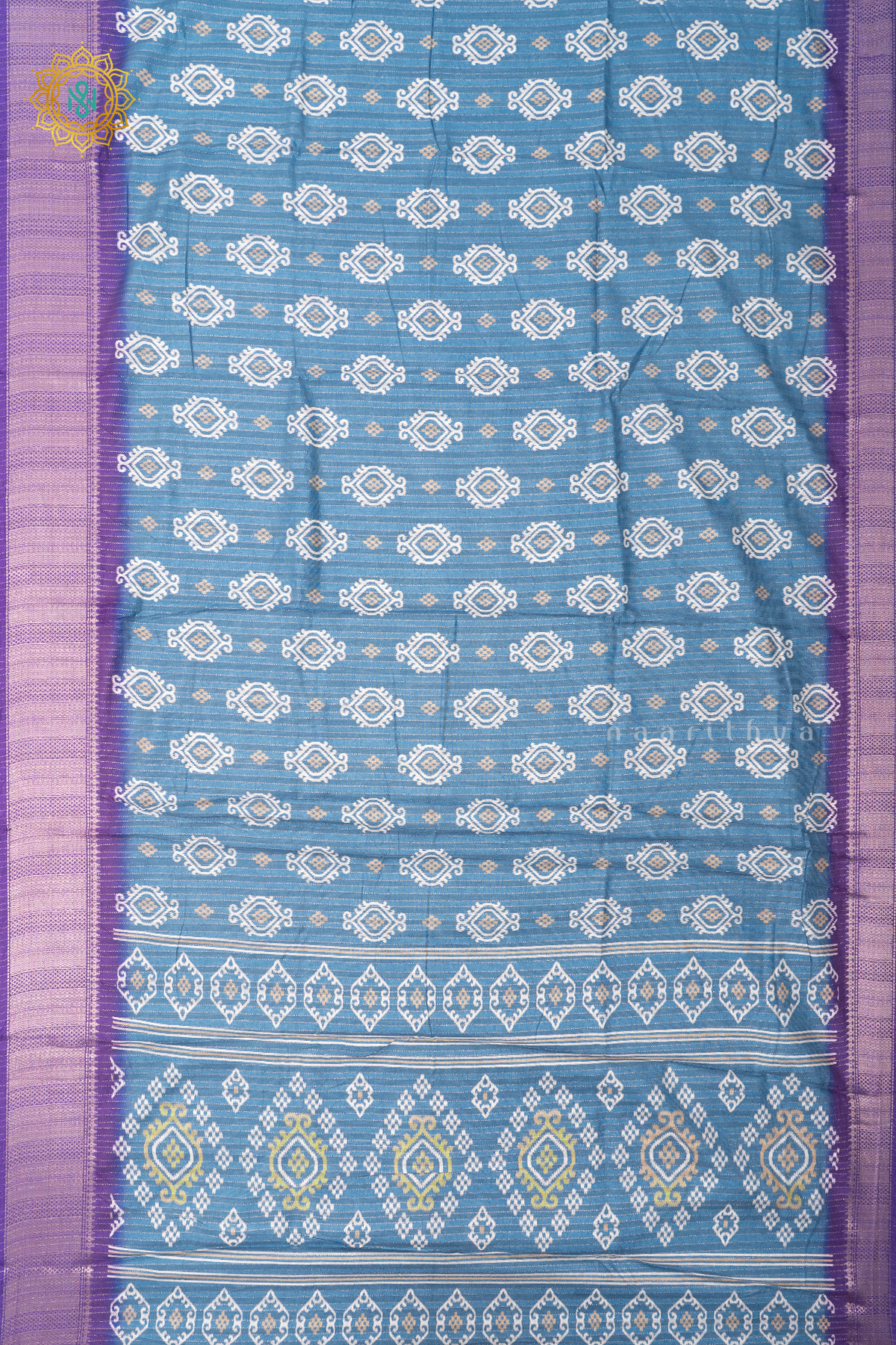 AQUA BLUE WITH PURPLE - DOLA SILK
