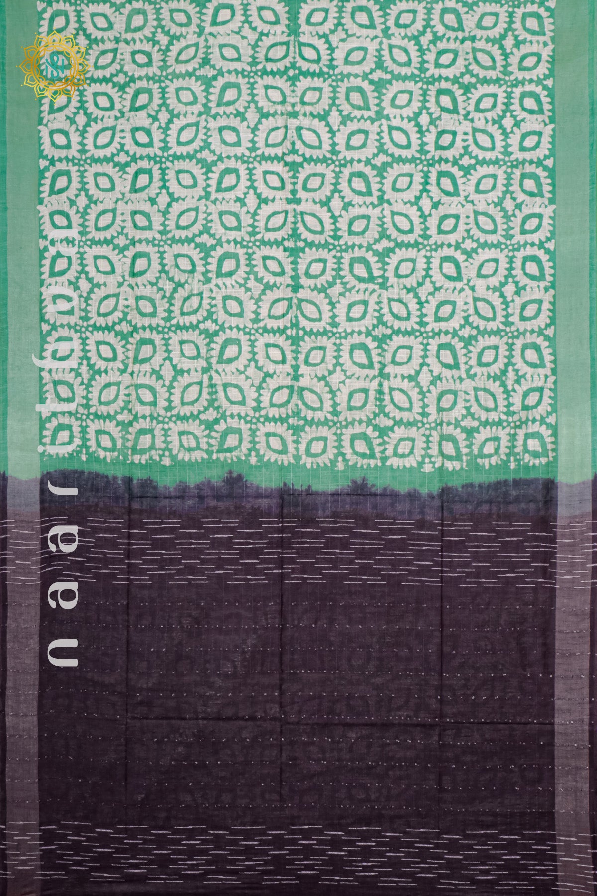GREEN WITH DEEP WINE -SLUB COTTON