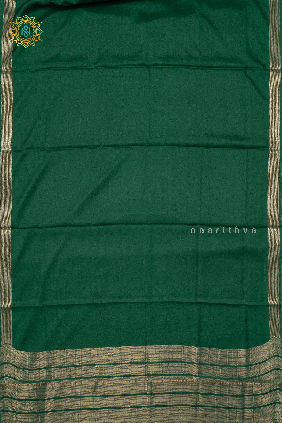 BOTTLE GREEN - SEMI MYSORE CREPE SILK