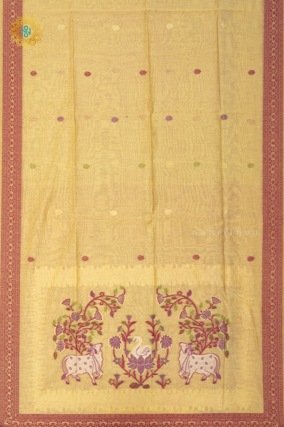 YELLOW WITH RED - MOONGA COTTON