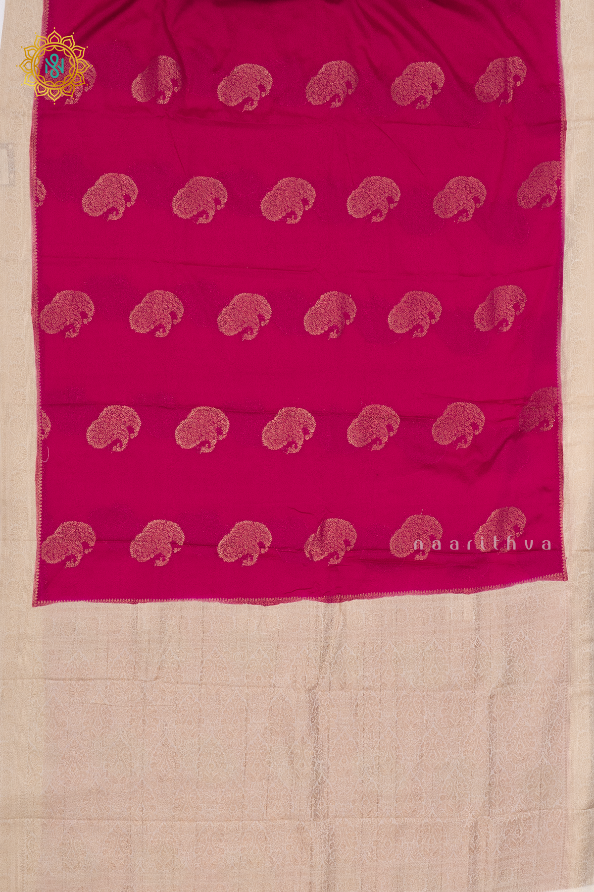 PINK WITH OFF WHITE - SEMI CREPE GEORGETTE