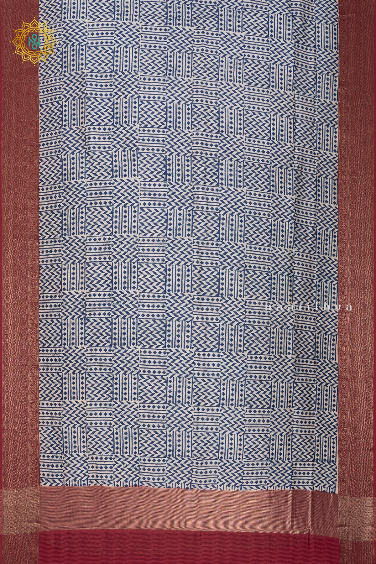 INDIGO WITH RED - CHANDERI SILK COTTON