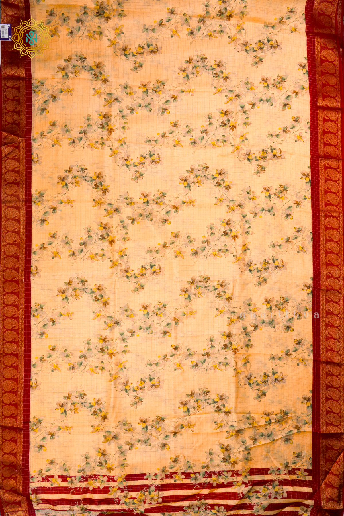 PEACH WITH MAROON - SEMI CHIFFON GEORGETTE