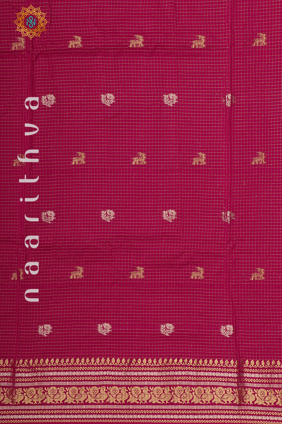 PINK WITH PEACOCK GREEN - DOLA SILK