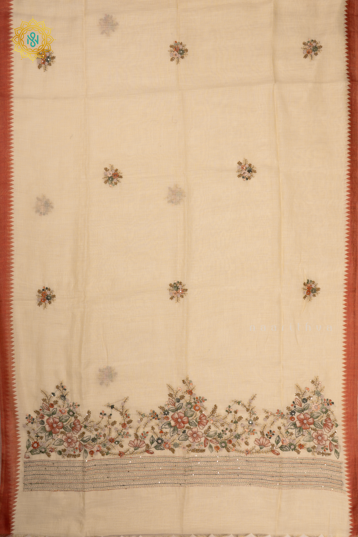 WHITE WITH ORANGE - LINEN TISSUE