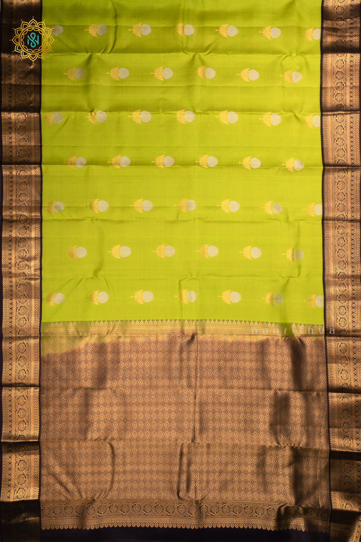 LIME GREEN WITH DEEP WINE - PURE KANJIVARAM SILK