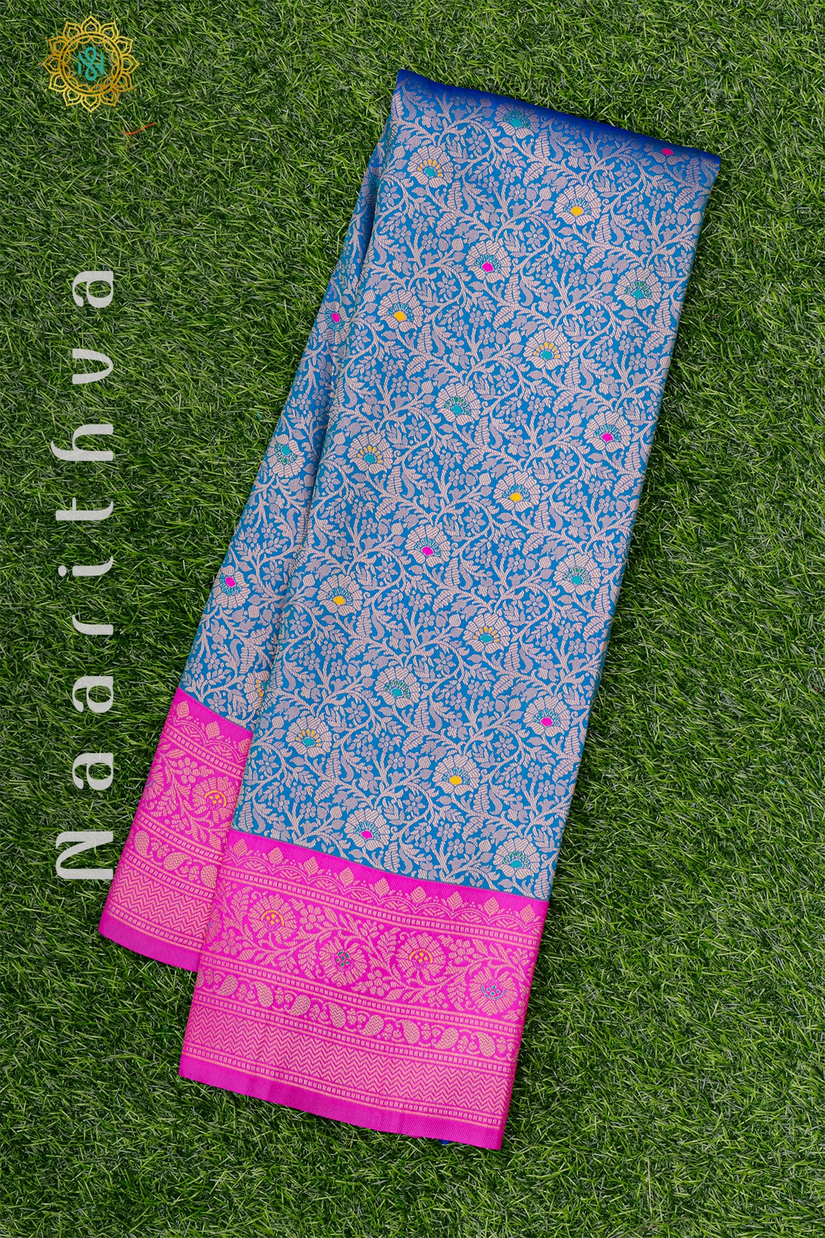 BLUE WITH PINK - SEMI KANCHI