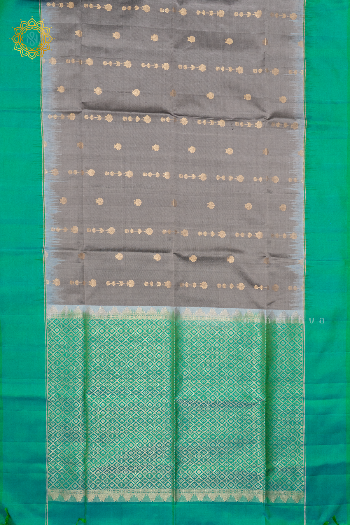 GREY WITH GREEN - PURE KANJIVARAM SOFT SILK