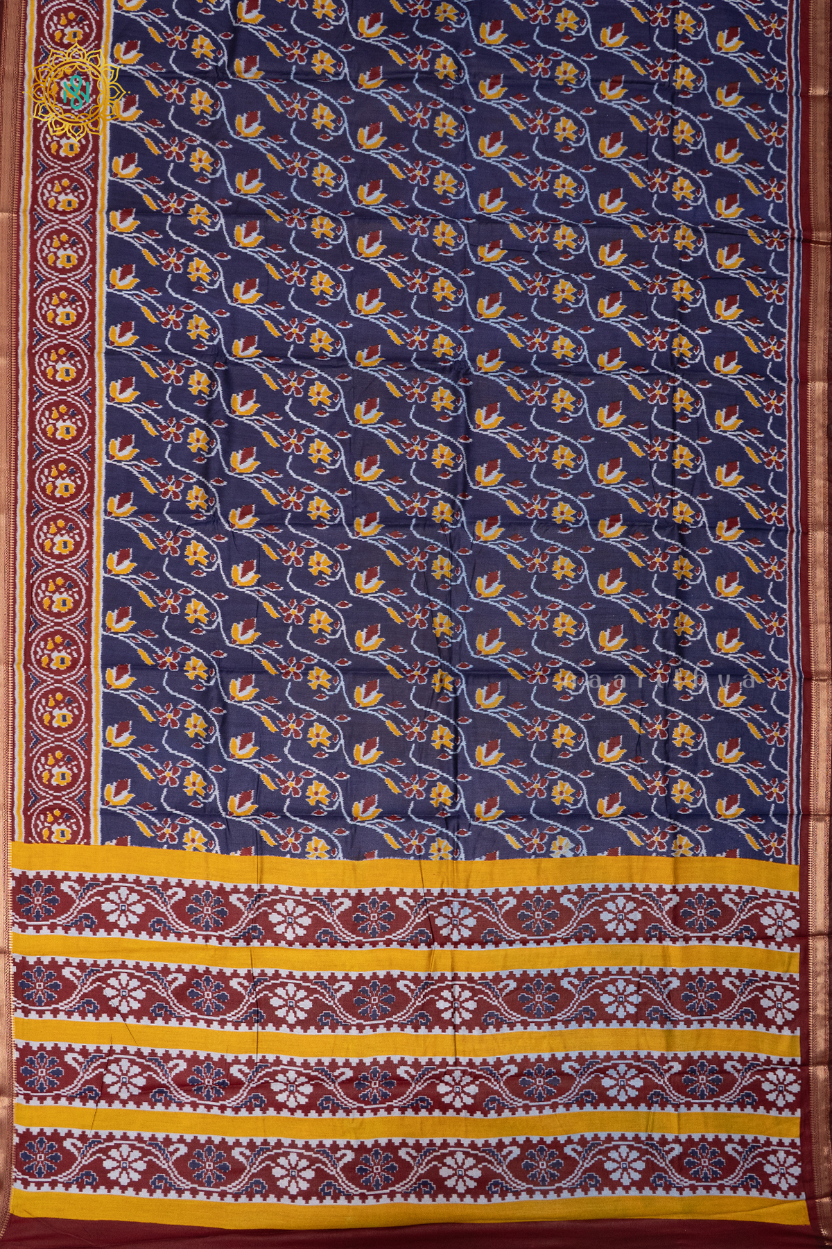 BLUE WITH MAROON - VISCOSE COTTON