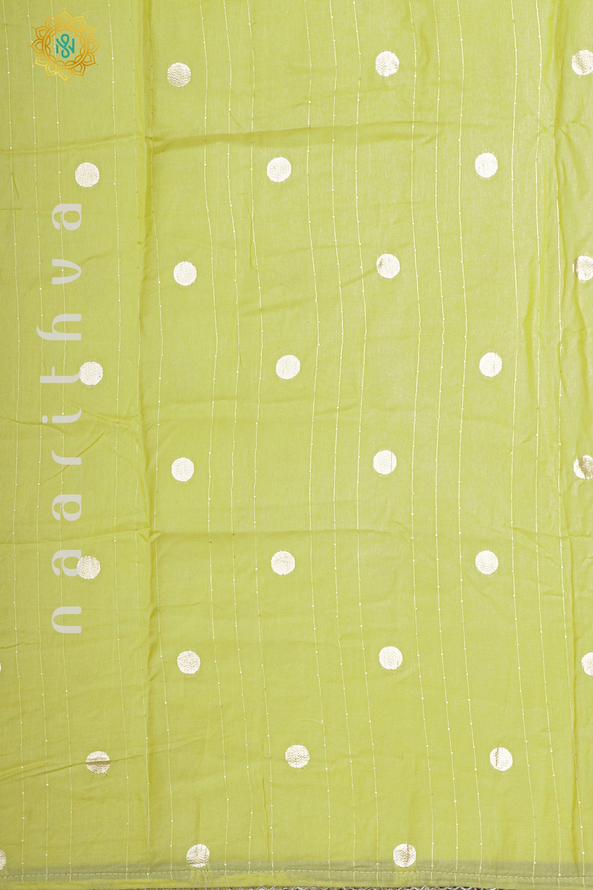 YELLOW WITH NAVY BLUE - SEMI CREPE SILK