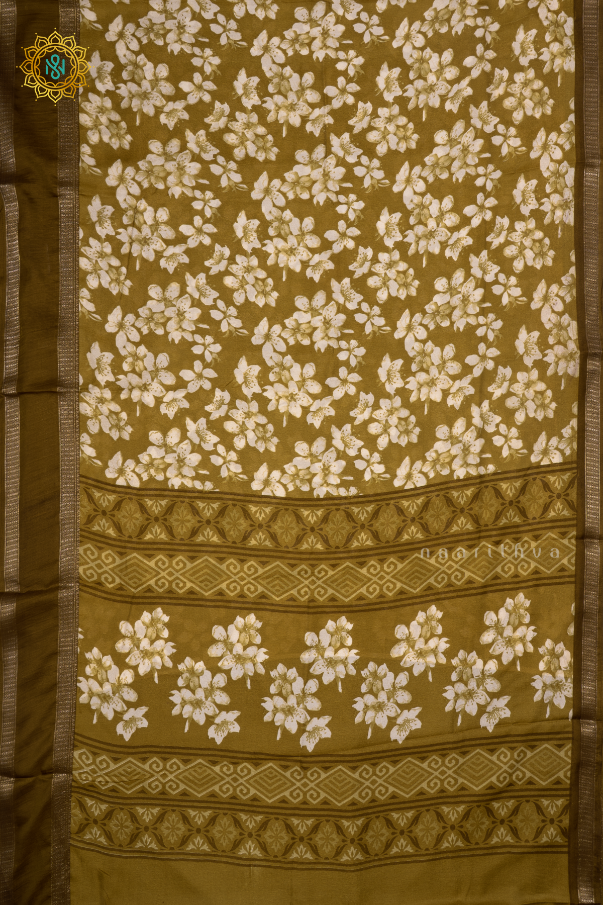 LIGHT GREEN WITH OLIVE GREEN - SEMI GEORGETTE