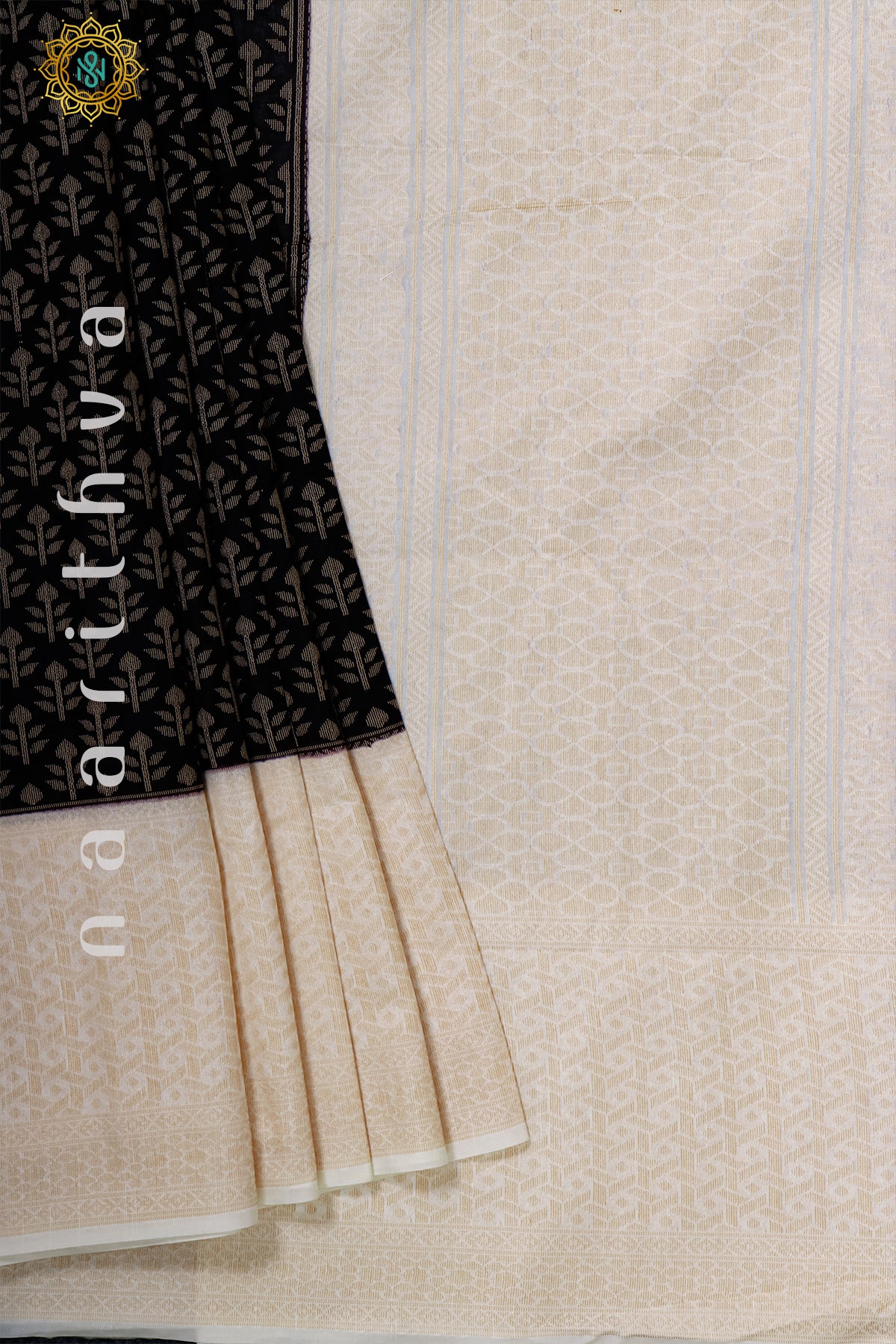 BLACK WITH OFF WHITE - JUTE COTTON