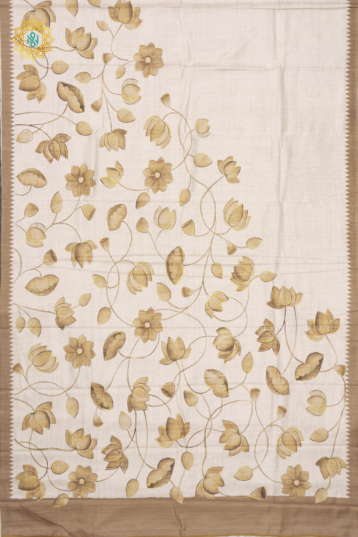 OFF WHITE WITH MUSTARD - SEMI TUSSAR SILK