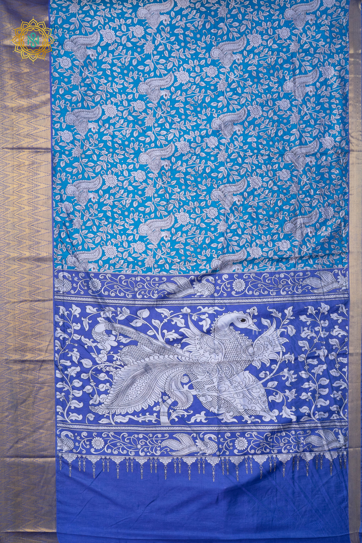 SKY BLUE - SEMI SILK WITH PATOLA PRINTS