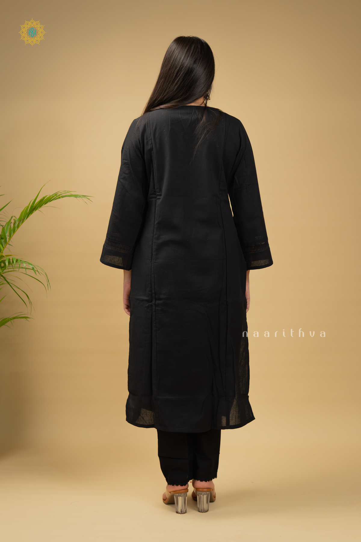 BLACK - COTTON 2PC SALWAR SUIT WITH TOP & BOTTOM