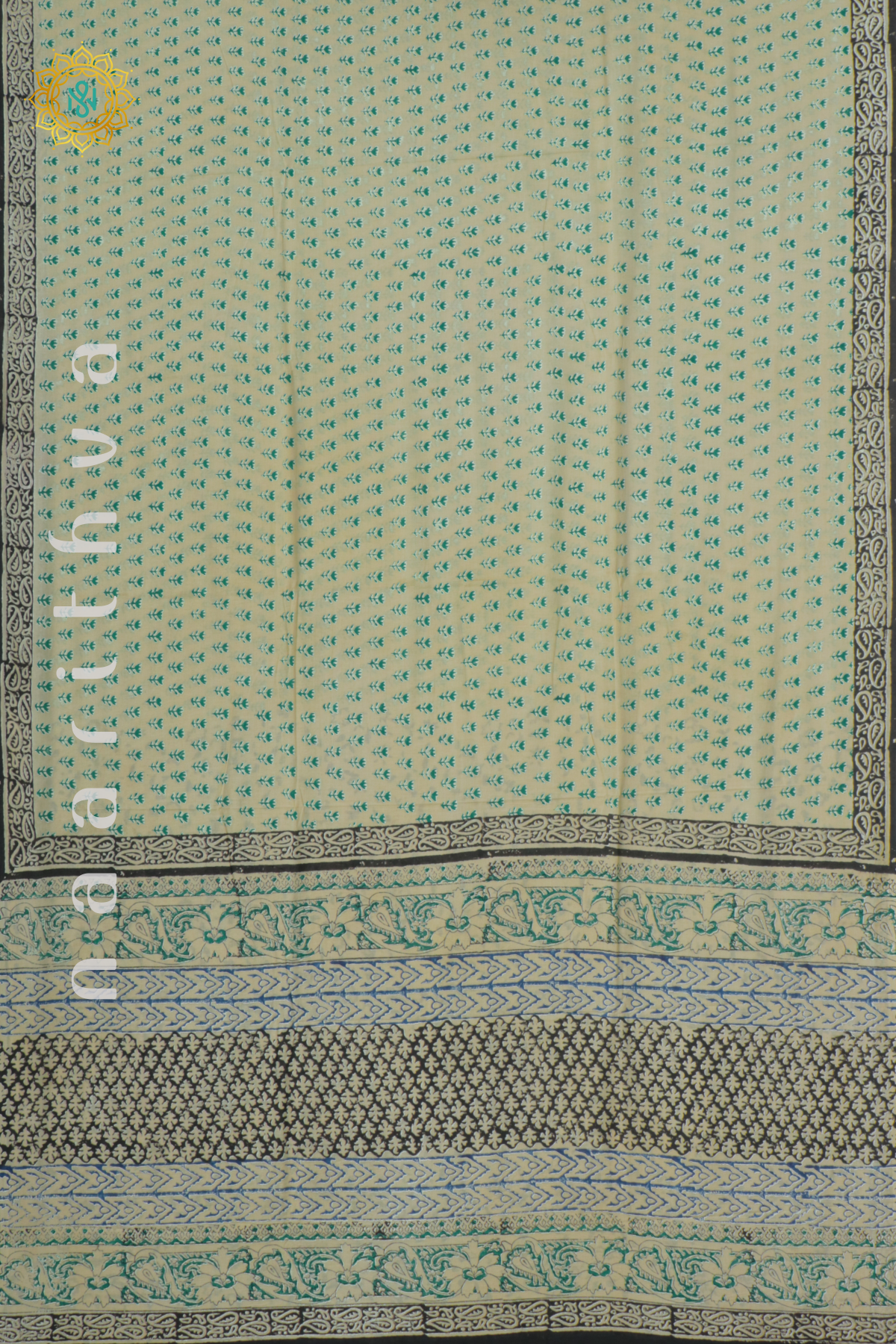 OFF WHITE WITH GREEN - MUL COTTON