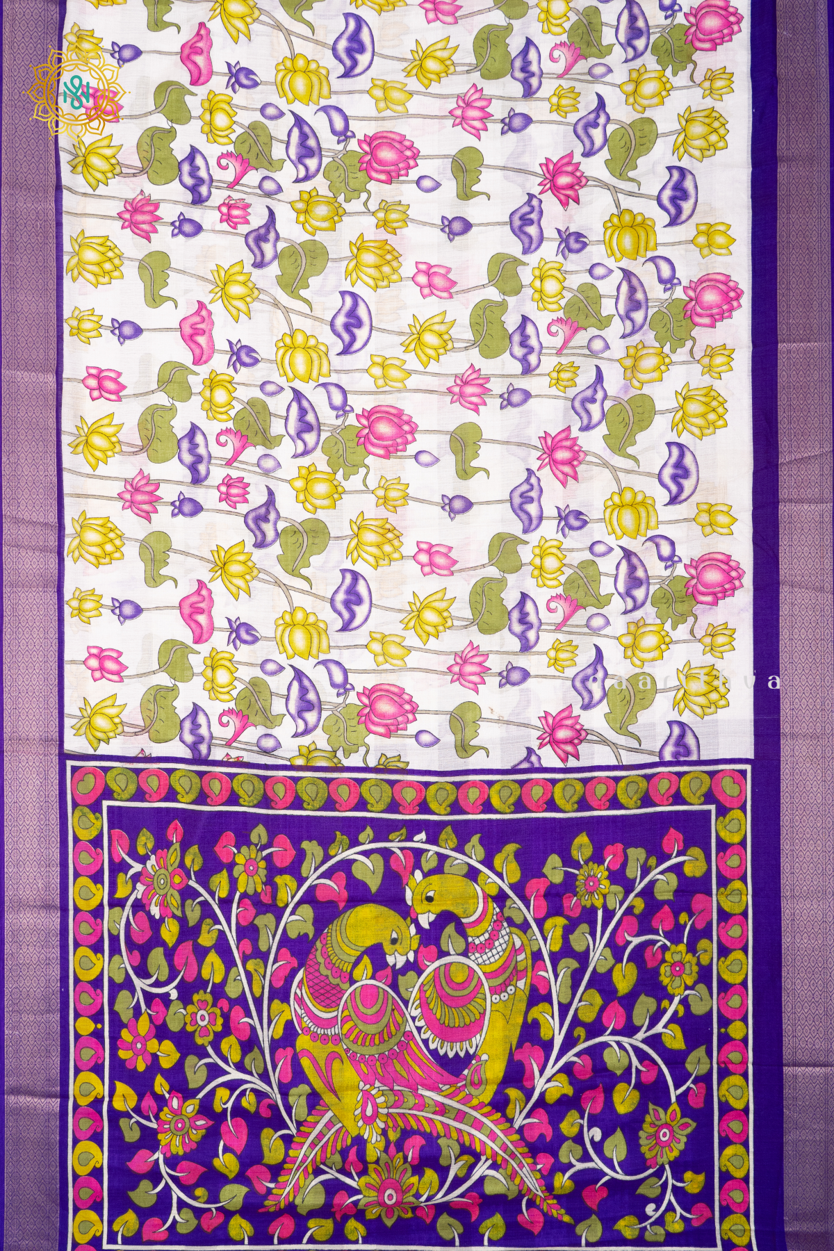 WHITE WITH VIOLET - JUTE COTTON