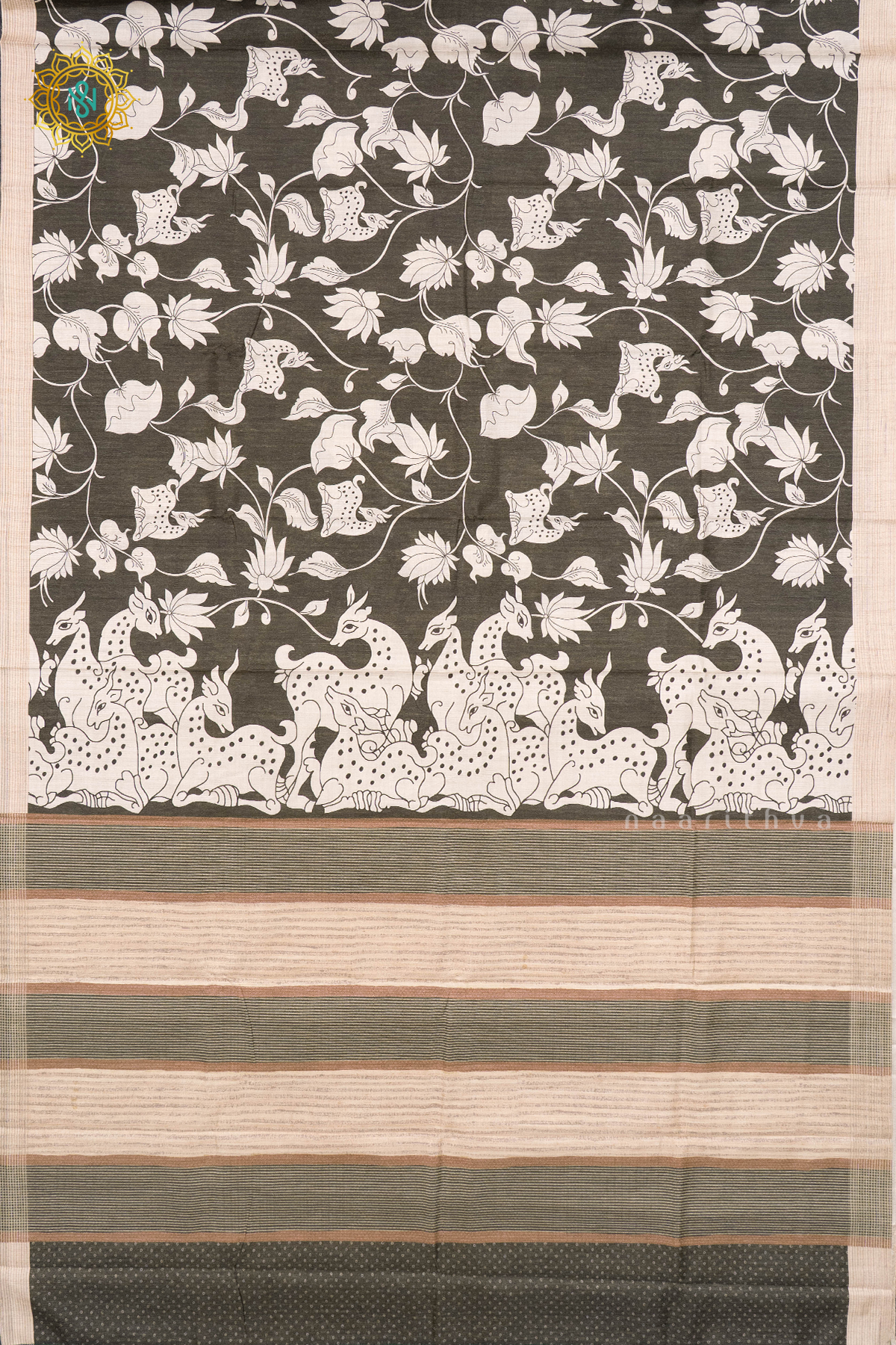 OLIVE GREEN WITH OFF WHITE - KOTHA TUSSAR