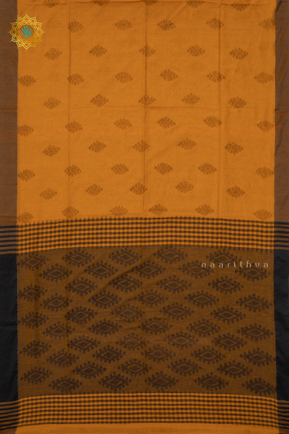 MUSTARD WITH BLACK - MUL COTTON