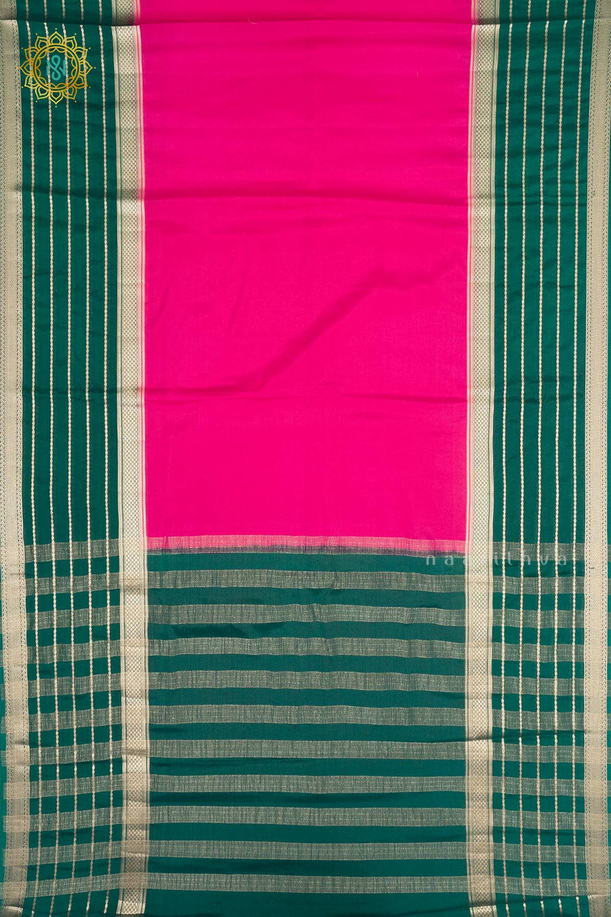 PINK WITH GREEN - SEMI MYSORE CRPE SILK