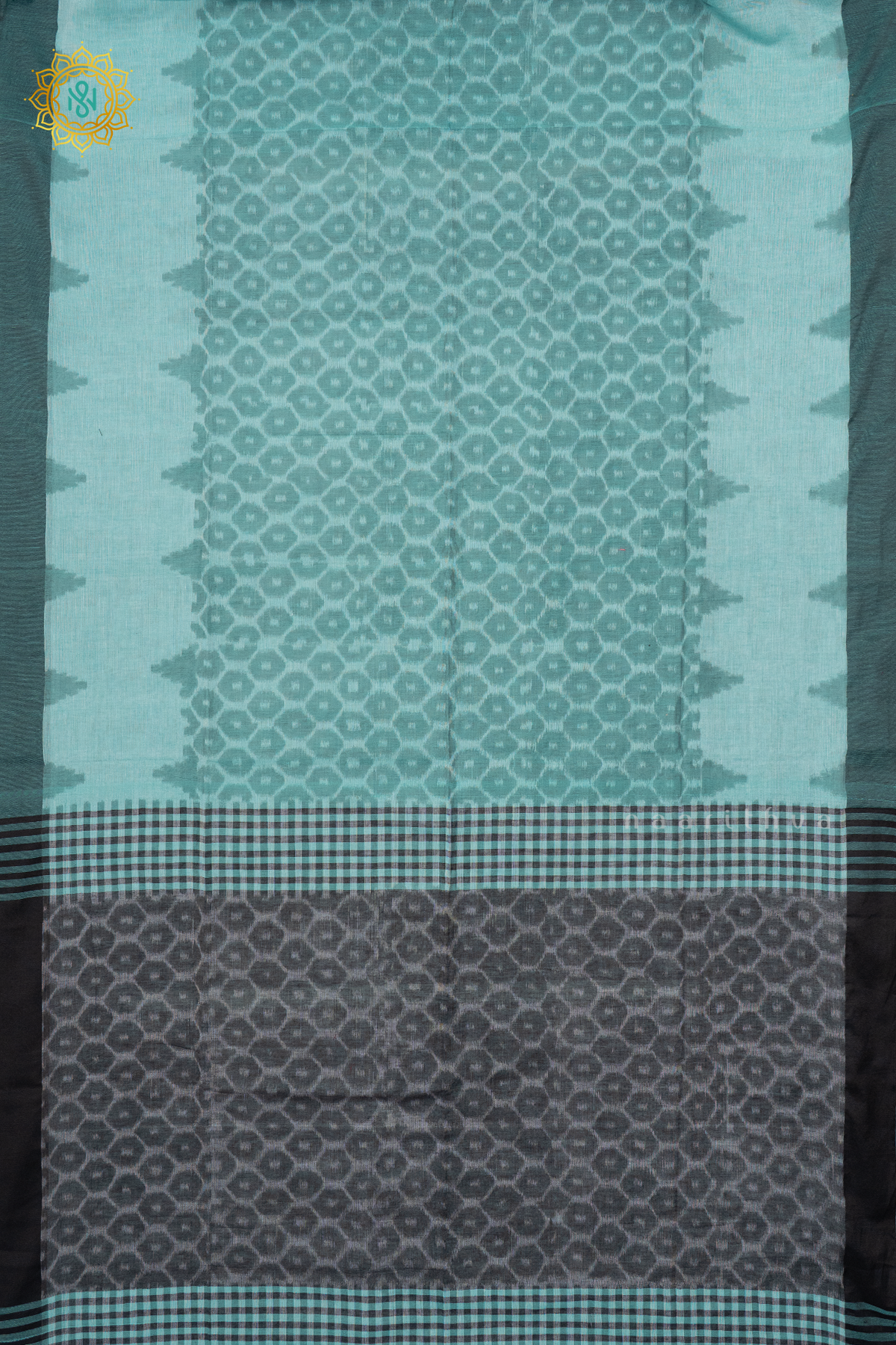 AQUA GREEN WITH BLACK - MUL COTTON