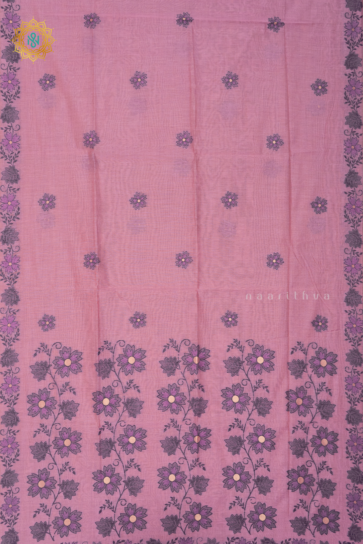 LIGHT PINK WITH BLUE - MOONGA COTTON