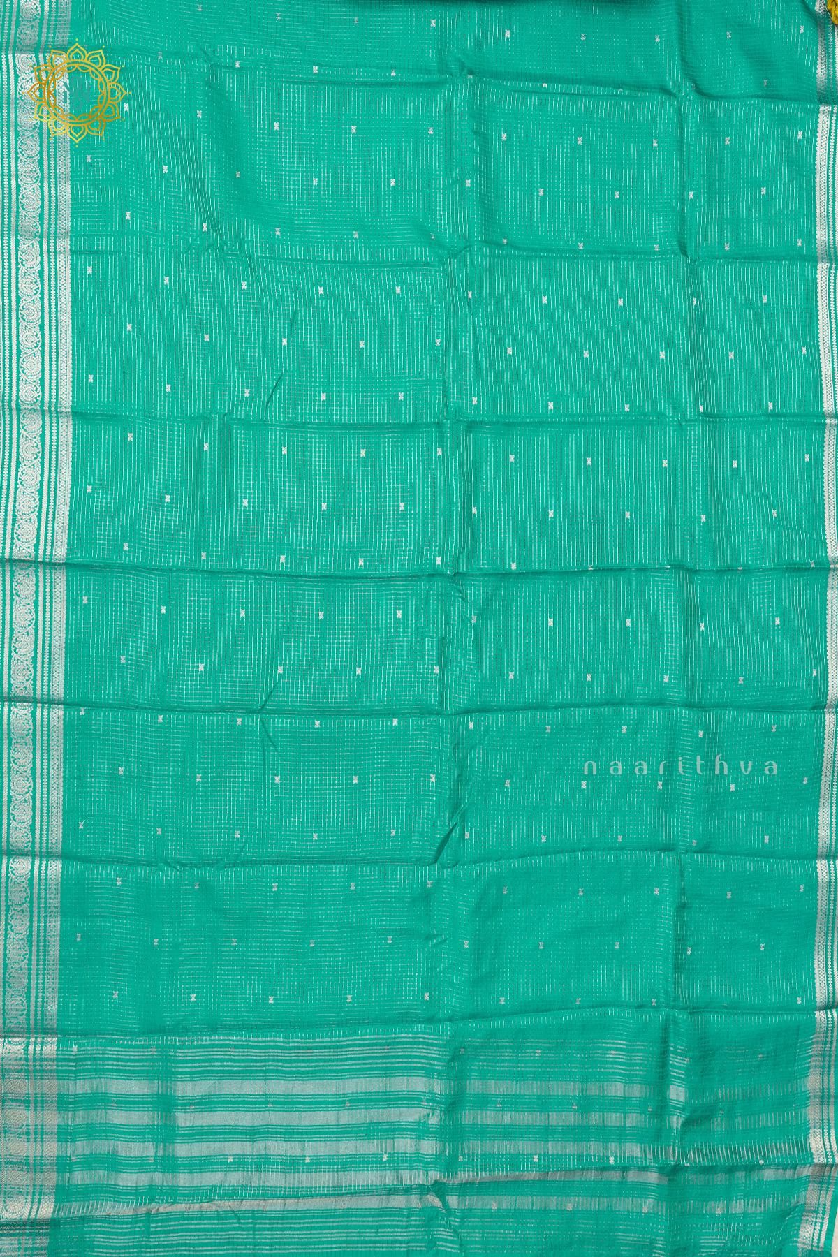 AQUA GREEN WITH PURPLE - SEMI CREPE SILK