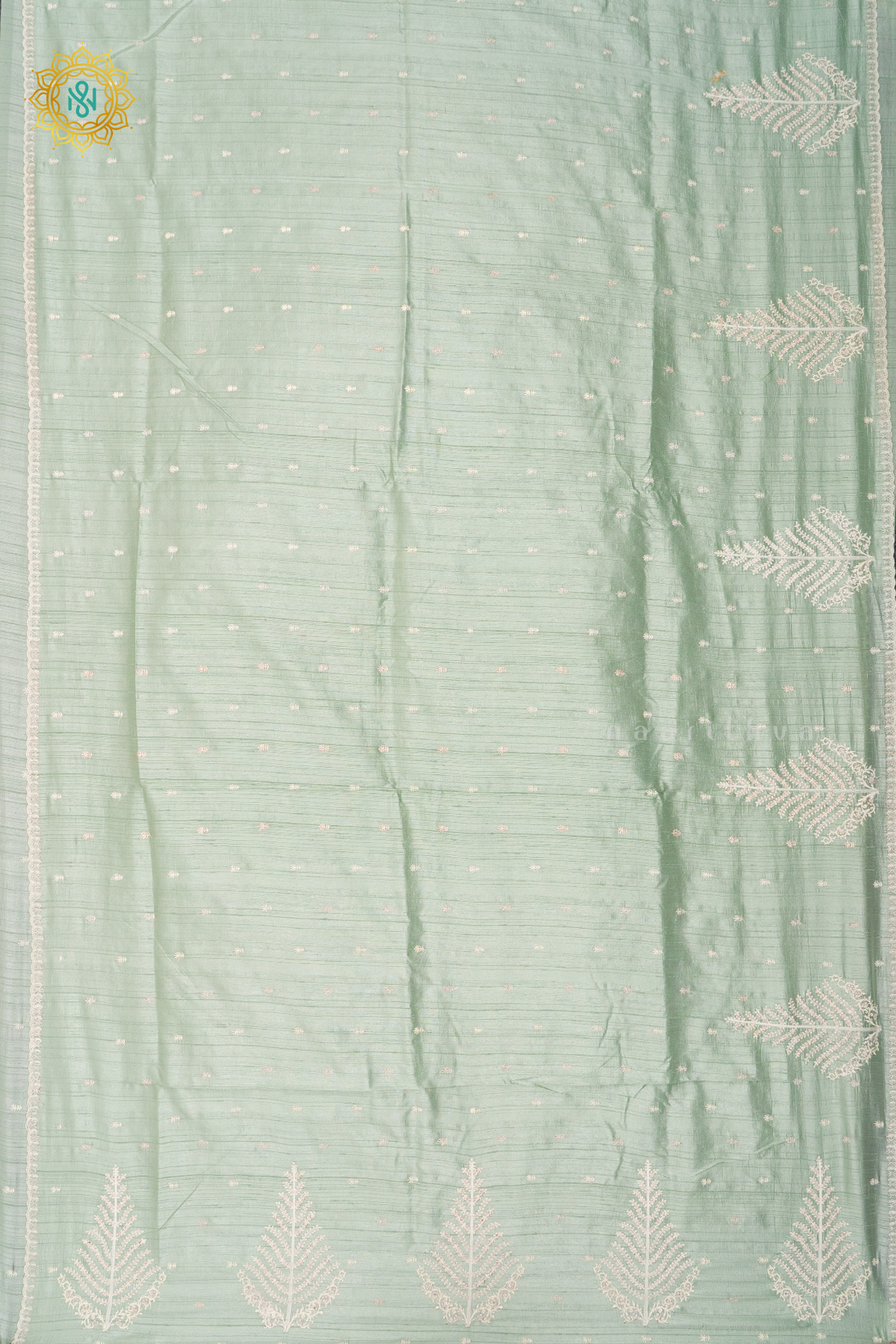 AQUA GREEN - SEMI TUSSAR WITH EMBROIDERY