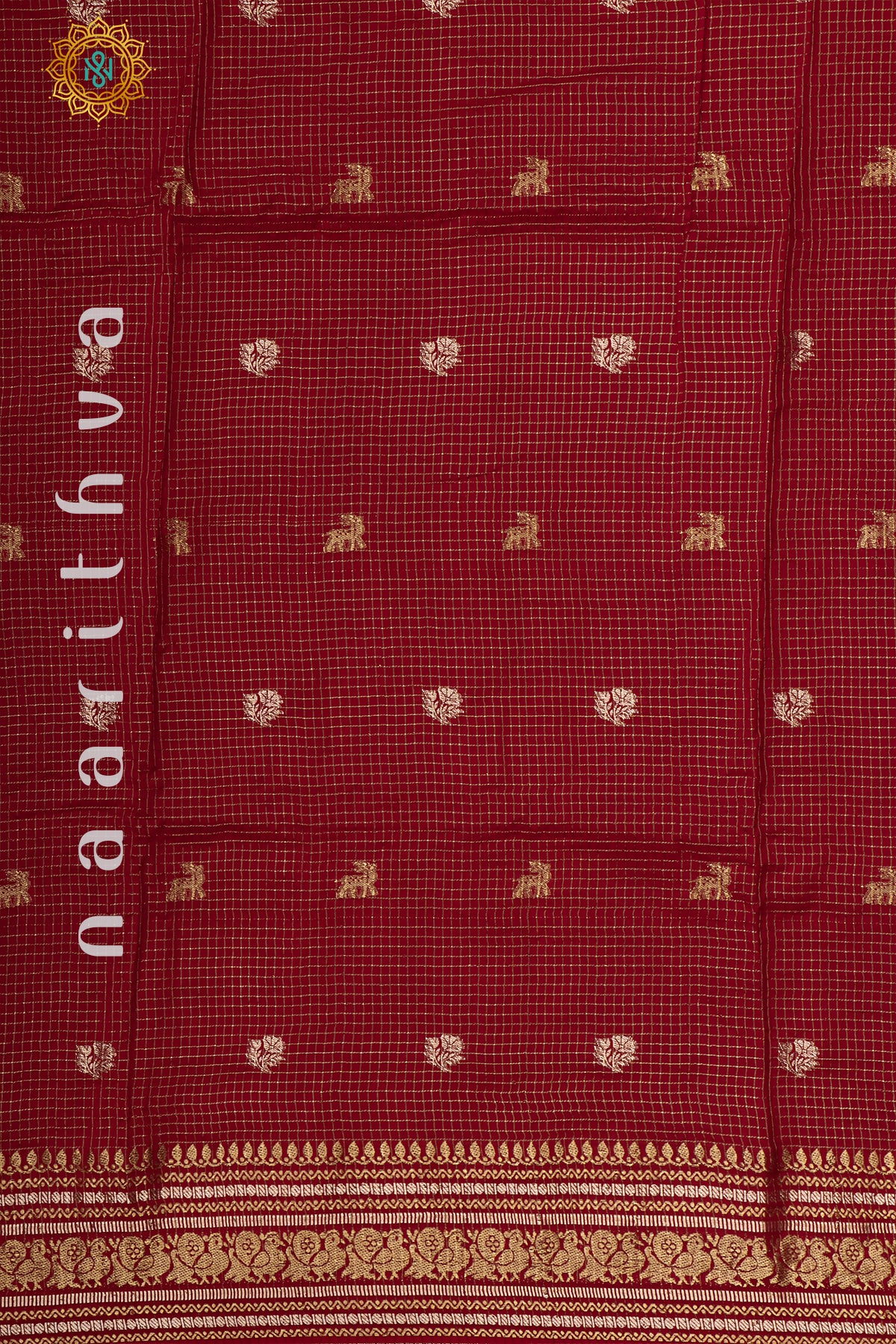 RED WITH GREEN - DOLA SILK