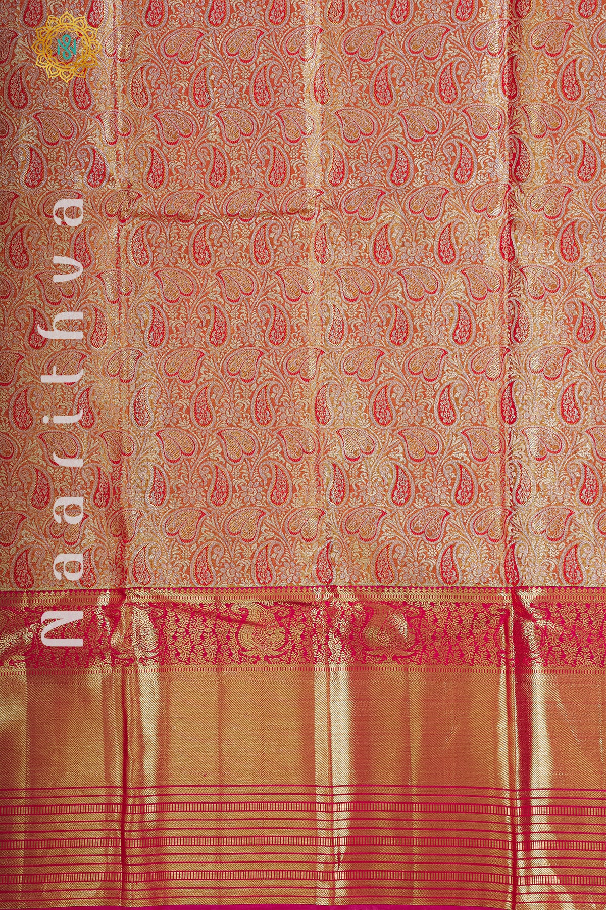 GOLD TISSUE WITH PINK - PURE KANJIVARAM SILK