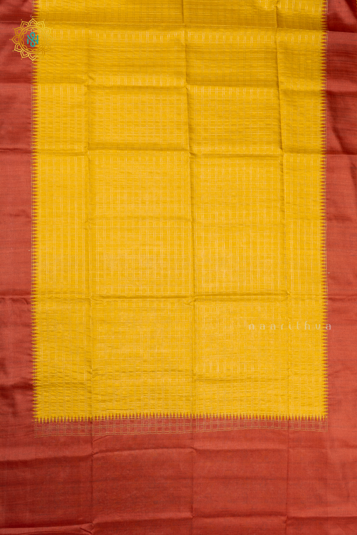 YELLOW WITH RED - SEMI TUSSAR SILK