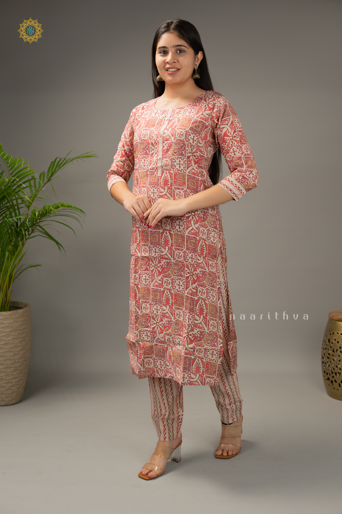 MAROON - RAYON 3PC SALWAR SUIT WITH PRINTED TOP, BOTTOM & DUPPATA